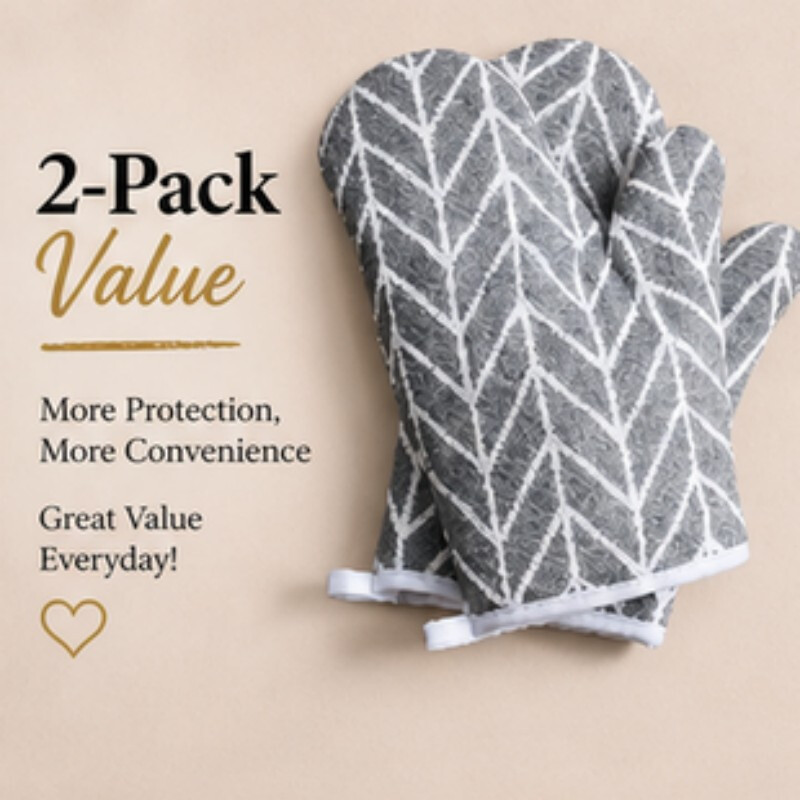 WhereHike 2pcs Oven Gloves, Heat-Insulating Household Gloves, Cotton Inner Lining, Reusable, Suitable for Cooking, Baking and Barbecuing,Gray Plaid