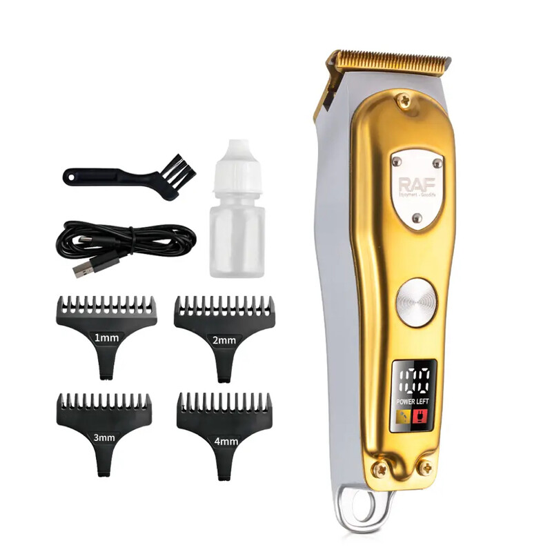 RAF Professioneller Haartrimmer für Herren, kabellos, 5 W Hochleistung, T-Klinge, mit LCD-Display, für dickes Haar, Heim-Grooming-Set