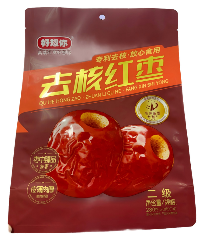 Haoxiangni Klasse 2 Frischhaltungskernlose Rote Datteln Originalgeschmack 280 g