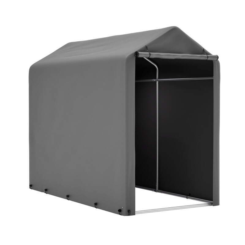 Fietstent, Opbergtent voor 1-2 Fietsen, Winterbestendige Gereedschapskast & Carport met UV-Bestendig PE-Dak, Fiets- & Motoropslaggarage, 100×190×160 cm, Donkergrijs