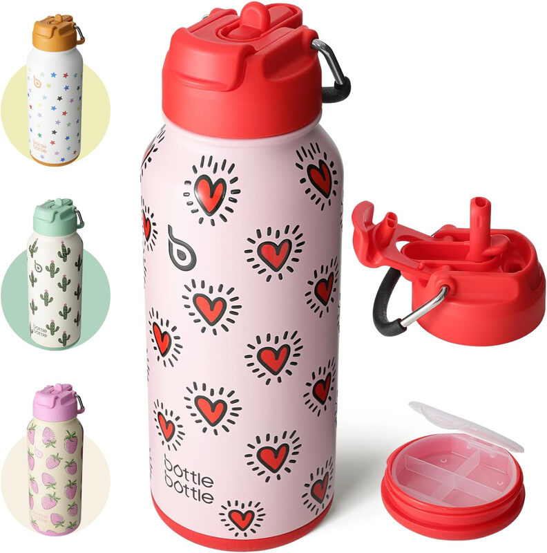 32oz Insulated Water Bottle Stainless Steel Sport Water Bottle with Straw Dual-use Li