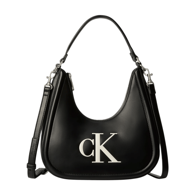 Calvin Klein Embossed Monogram Crescent Bag - Black/White