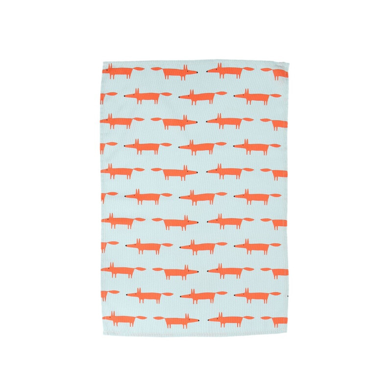 Scion by Dexam Tea Towels Mr Fox Blue/Orange 2pcs
