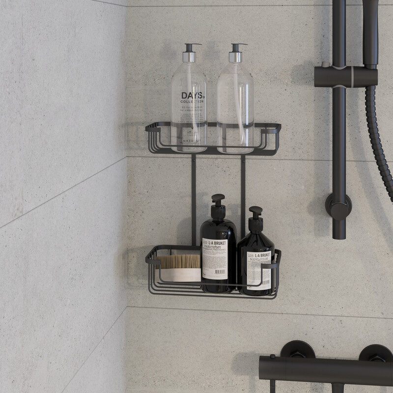 Slimline Two Tier Shower Caddy - Matte Black