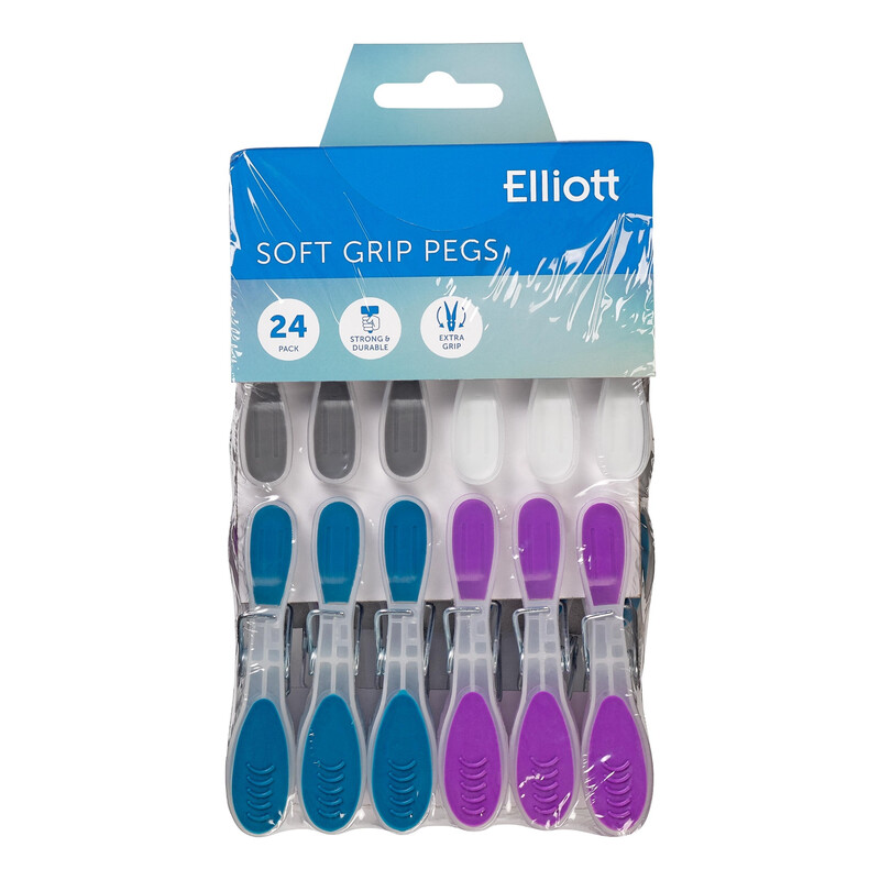s Extra Strong, Soft Grip and Non-slip Wave Design Clothes Pegs, 24 Pack in Assorted