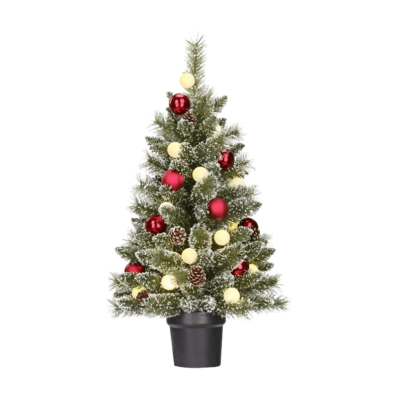 Black Box Trees kunstkerstboom Kaprun kerstbal rood met 20 lampjes warm wit D 51 H 90 cm