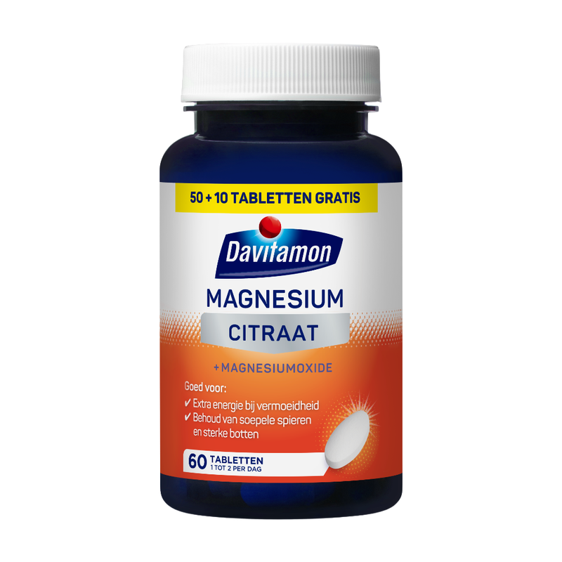 Davitamon Magnesiumcitraat Tabletten 50 + 10 Gratis, 60 Tabletten