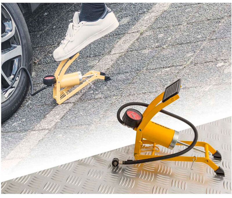 Dunlop Pedal Vouwbare Inflato Voetpomp - Geel, 23,7 x 8,5 x 7 cm