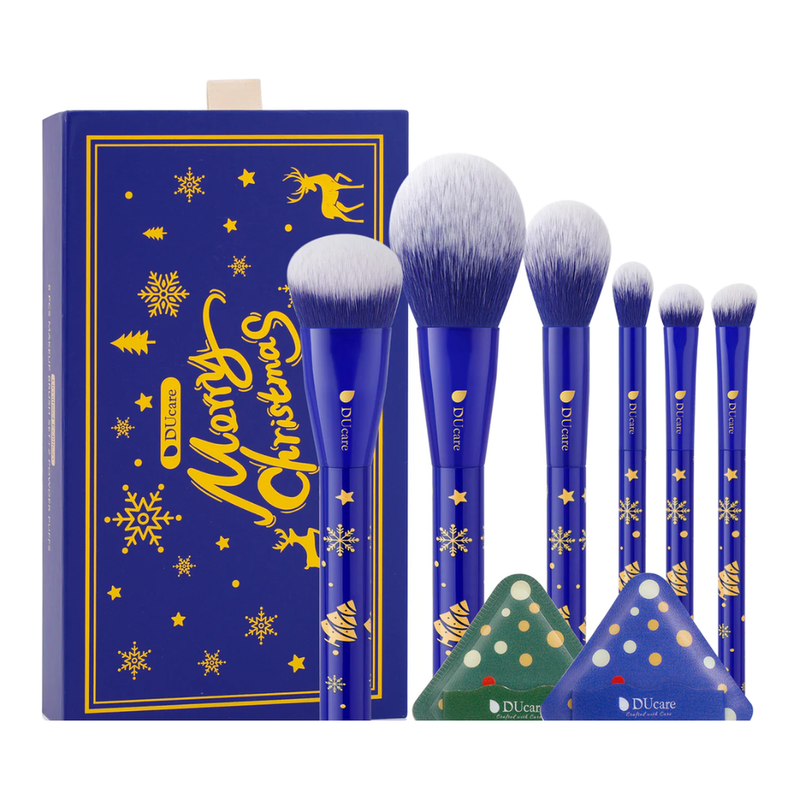 DUcare 6-Piece Makeup Brush Set - Blue Christmas