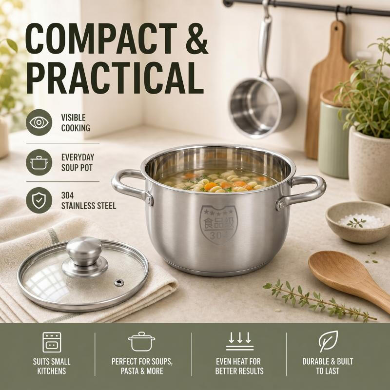 Pure Cook Purecook Stainless Steel Stock Pot Series | 304 Stainless Steel | Stock Pot With Steel Handle & Combined Lid
