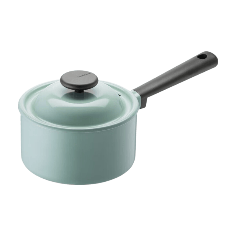 LocknLock Decor IH Induktionskasserolle 18 cm – Minzgrüner Aluminiumtopf mit Keramikbeschichtung und Bakelithandgriff, geeignet für Induktion, Gas, Elektro- & Glaskochfeld