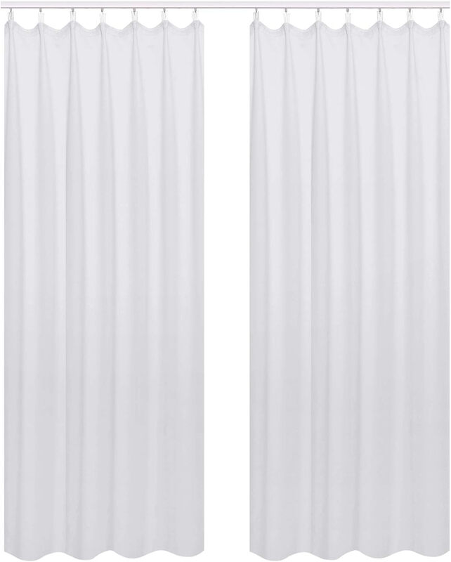 Woltu Verdunkelungsvorhänge für Schienen, 2er-Pack wärmeisolierende Vorhänge, Weich & leicht mit Kälteschutz für Schlafzimmer & Wohnzimmer, 135 × 245 cm, Grau Weiß