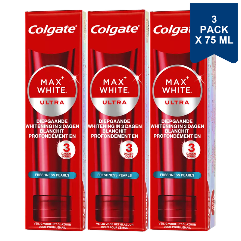 Colgate Tandpasta - Max White Ultra Frisheid Perlen Whitening 75 ml (3-Pack)