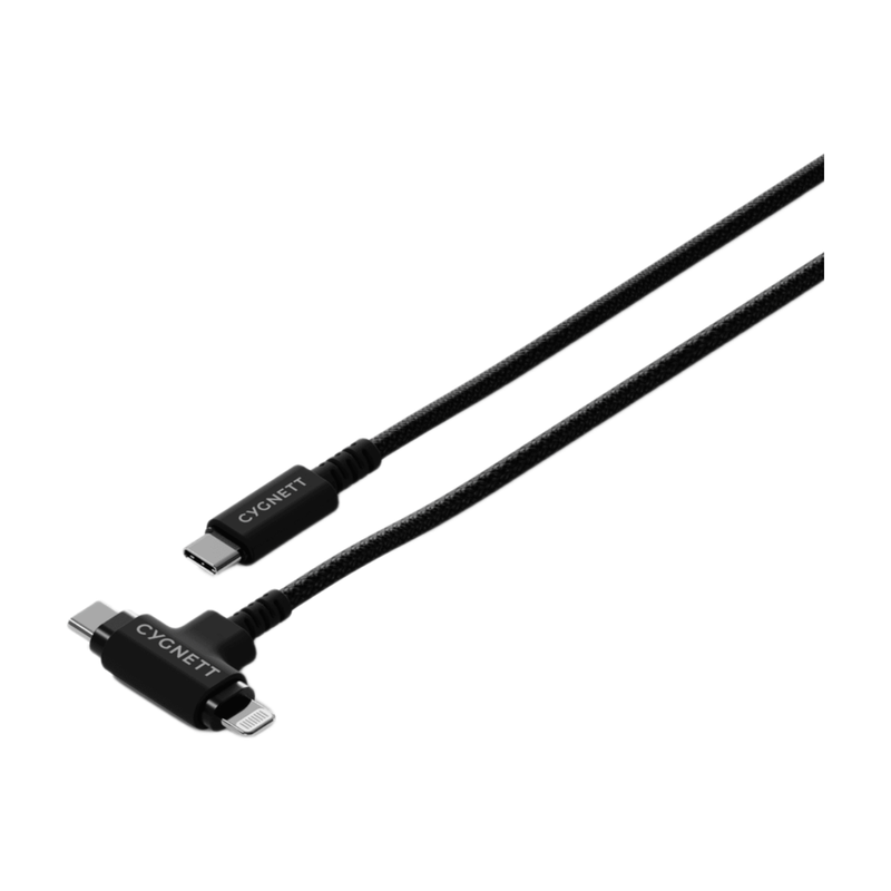 Cygnett Black 1M Usb-C To Usb-A Braided Cable – Right Angle –