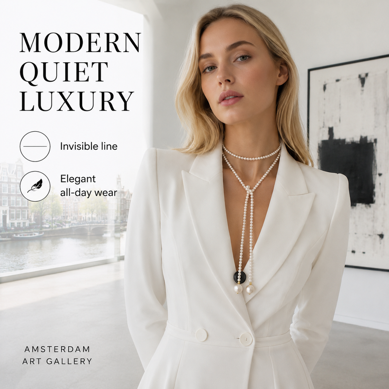 VoxorAI XL02 parelketting – luxe en elegantie, universeel, meerdere draggewijzen, ca. 130 cm