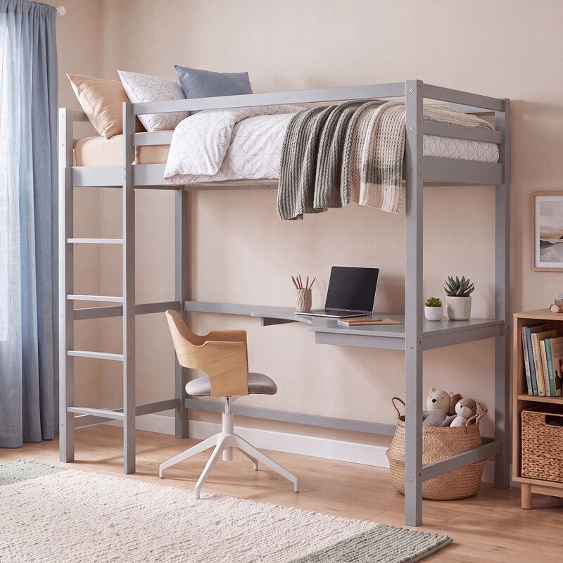 Vida Designs Bunk Bed With Desk Sydney Grey